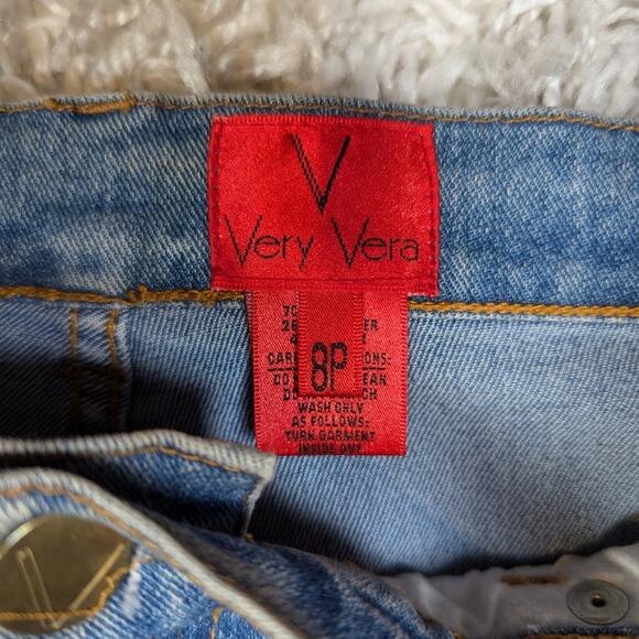 Y2K Very Vera Embellished Jeans Light Wash Size 8P - Picture 5 of 15